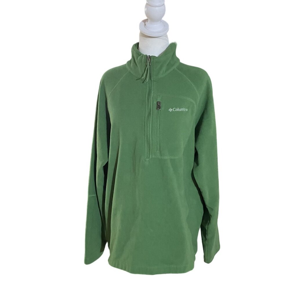 Columbia Green Fleece Pullover Jacket With Half-Zip Size Large